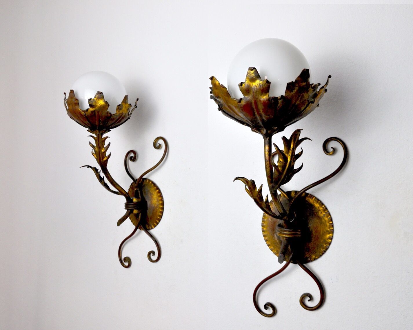 Pair Of Floral Sconces By Ferro Arte, Spain, 1960 photo furniture