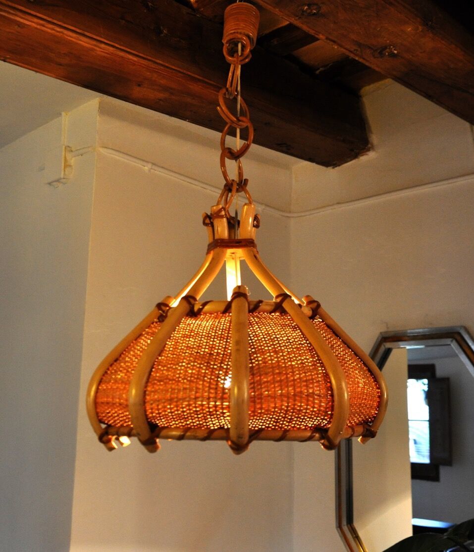 Rattan Suspension France 1960, 1960s photo vinterior
