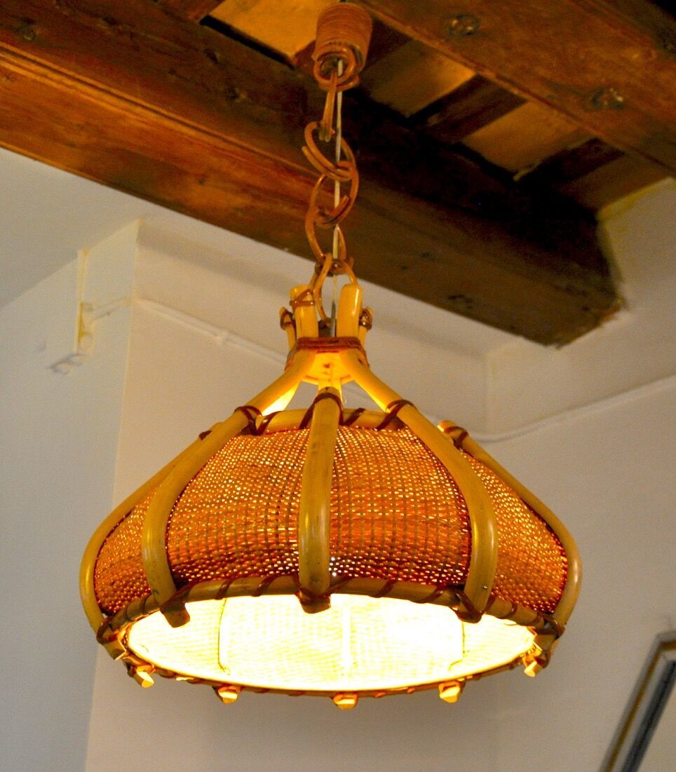 Rattan Suspension France 1960, 1960s photo vintage