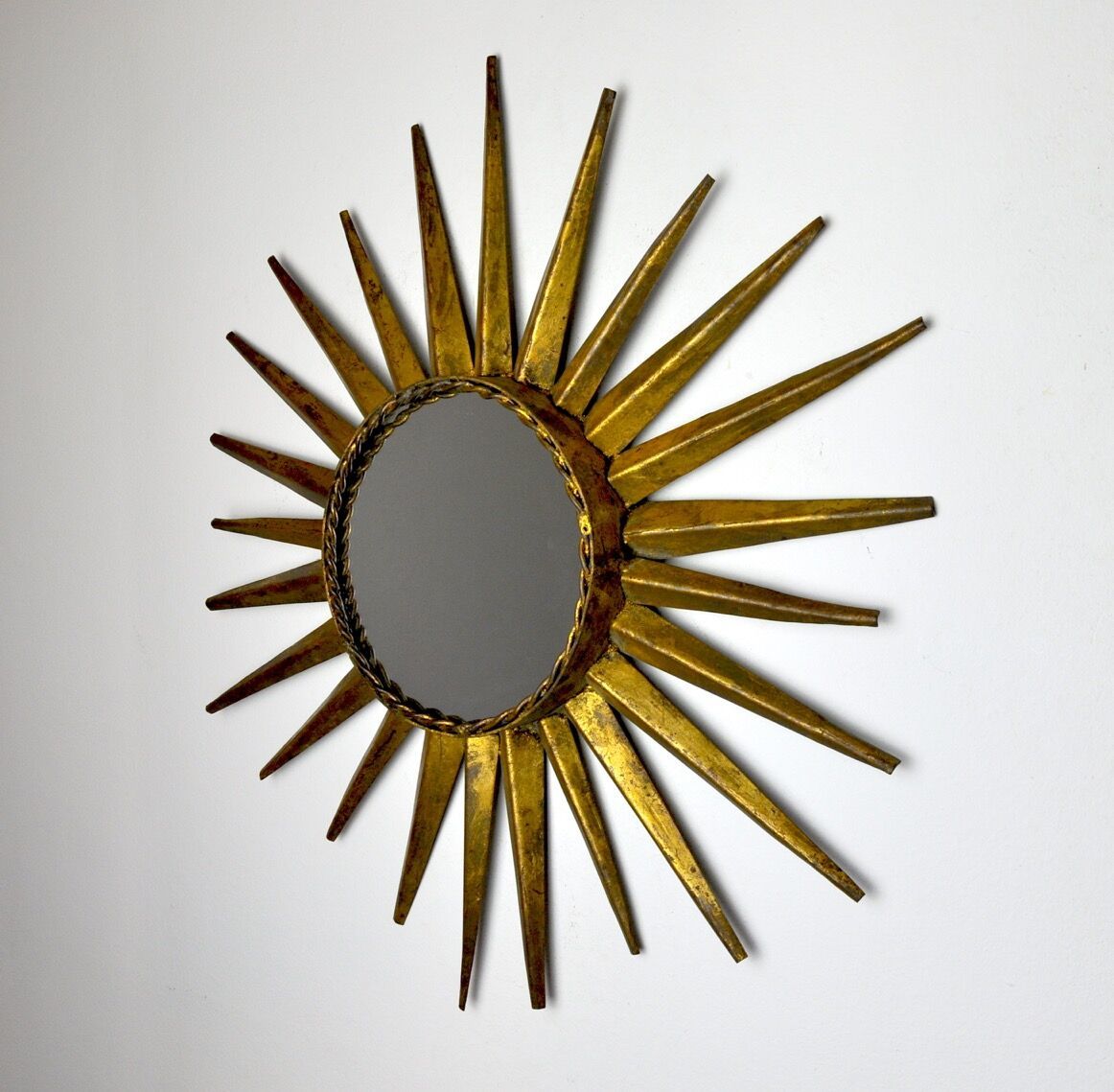Sun Mirror, Gilded Metal With Gold Leaf, Italy, 1960 photo furniture