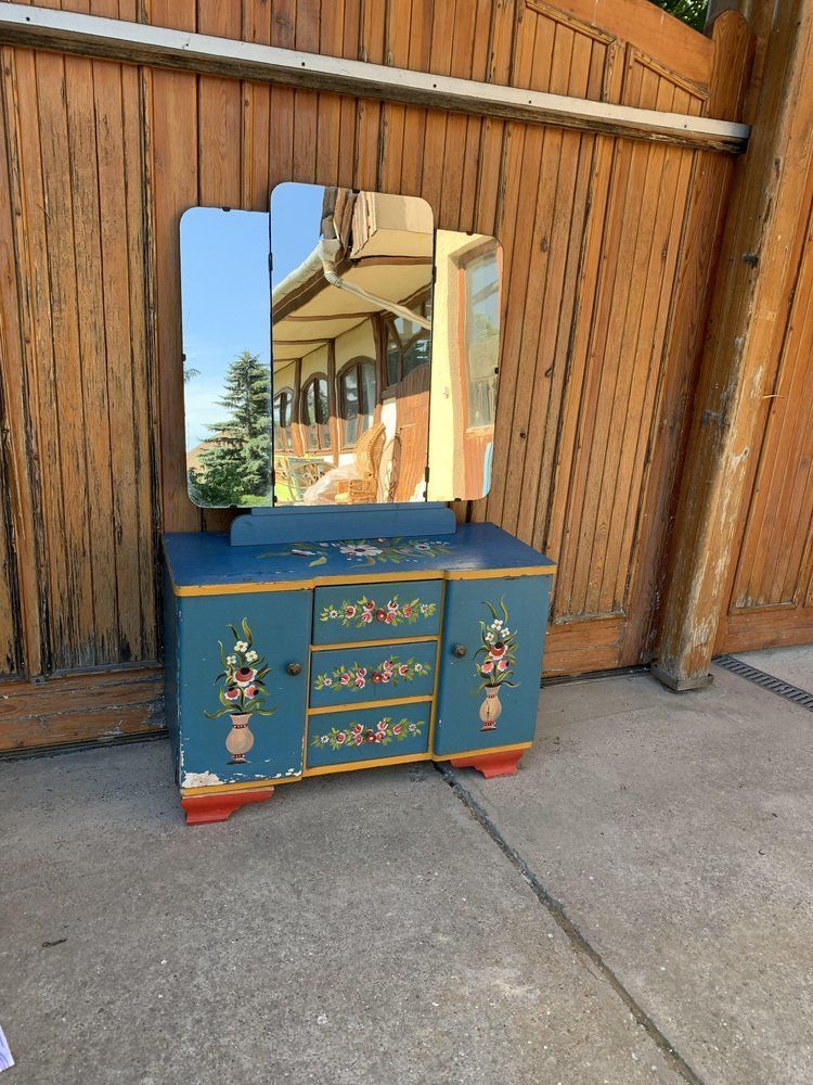 Hand Painted Wooden Dressing Table 1940s