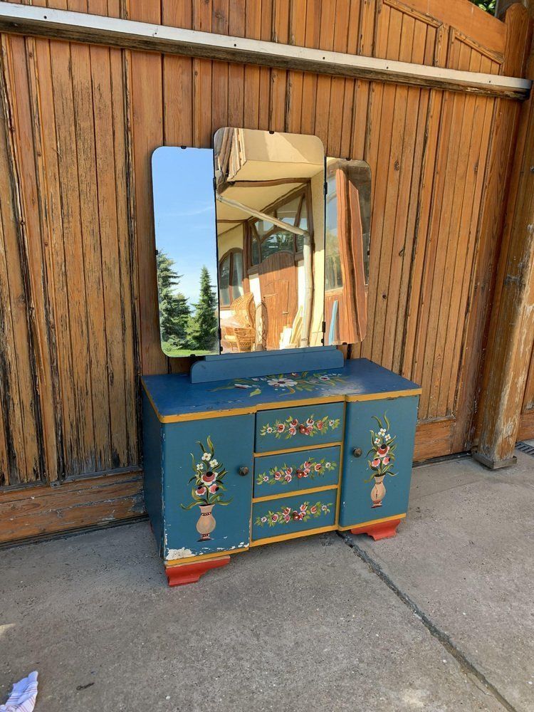Hand Painted Wooden Dressing Table 1940s photo furniture