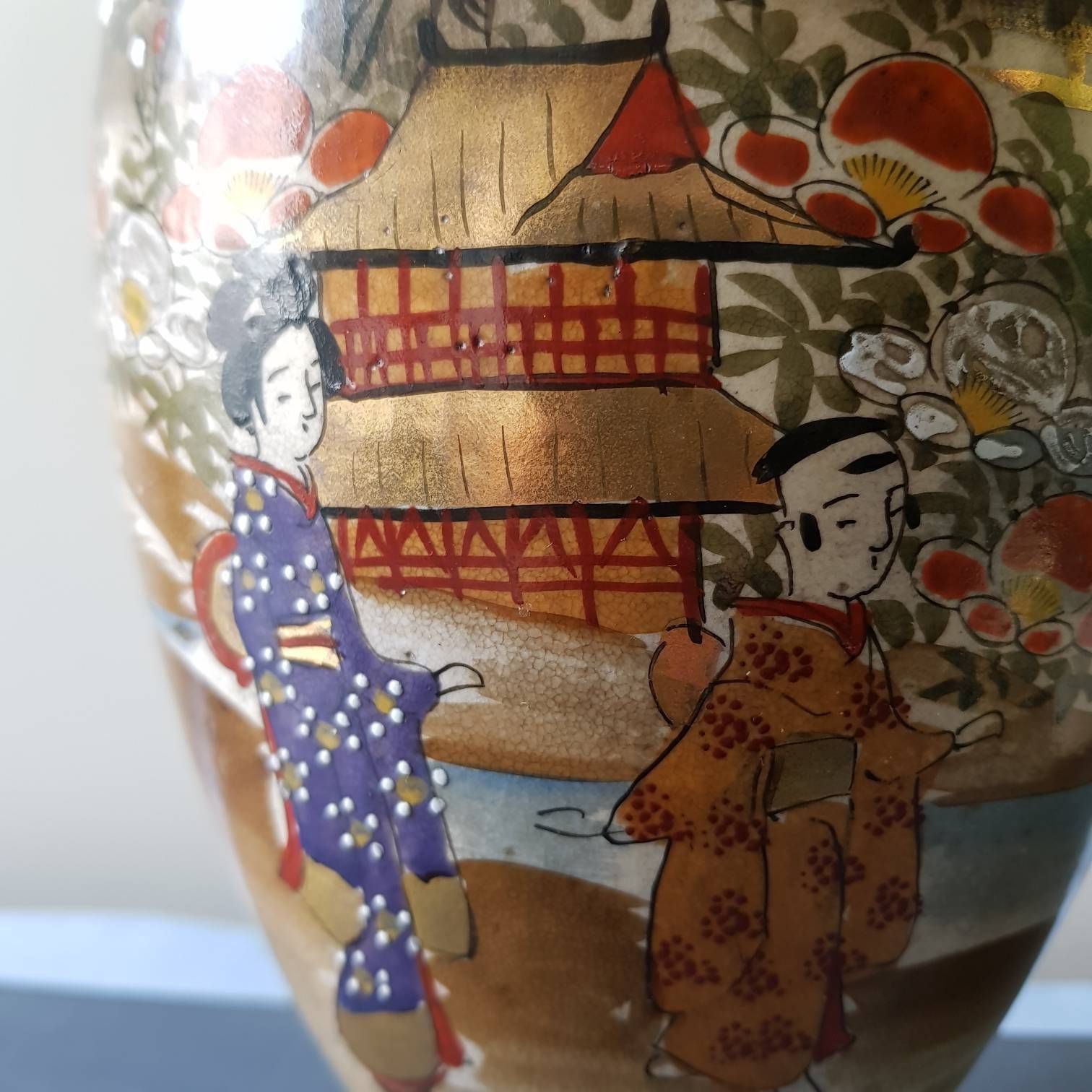 Antieke Vaas, Japanse Vaas, Kobaltblauw En Goudkleurig, Satsuma Stijl Vaas, Interieurontwerp, Woondecoratie photo 153.0