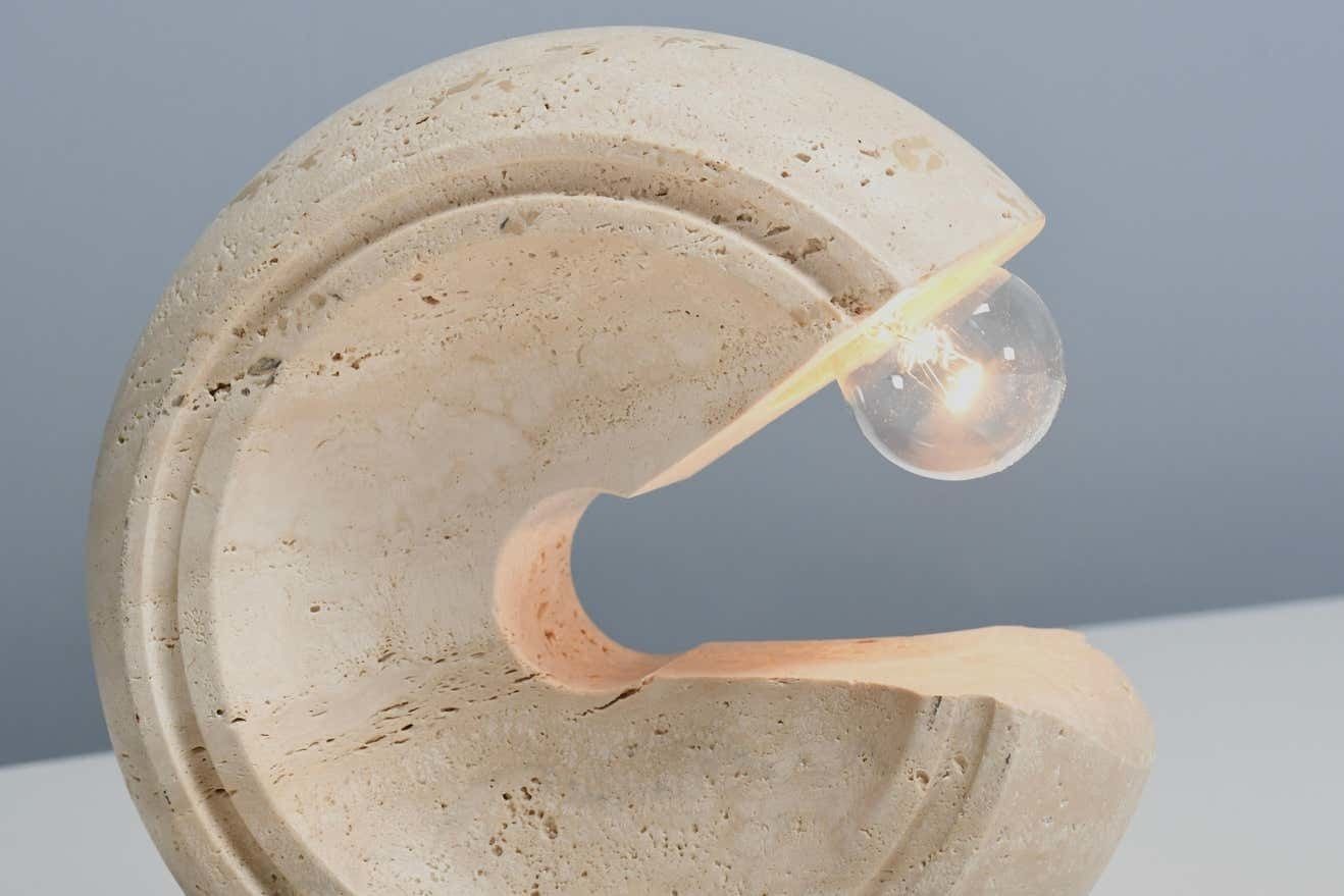 Sculptural Travertine Table Lamp By Giuliano Cesari For Nucleo Sormani, 1971 photo vinterior