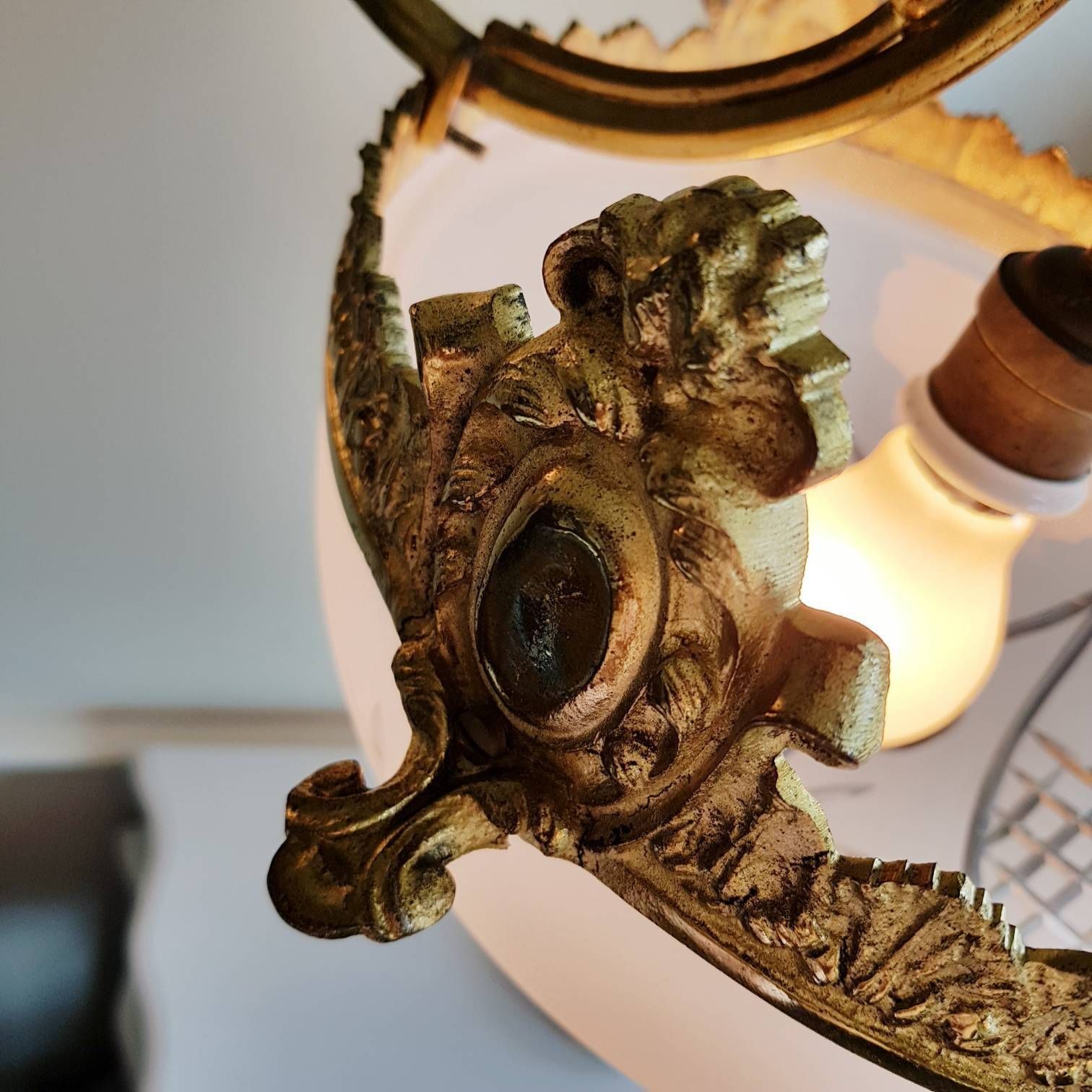 Antique French Chandelier, Stunning Pendant Lamp, 4 Bulbs Light, Vintage Pendant Light, Chandelier Lighting, Hanging Chandelier photo vintage