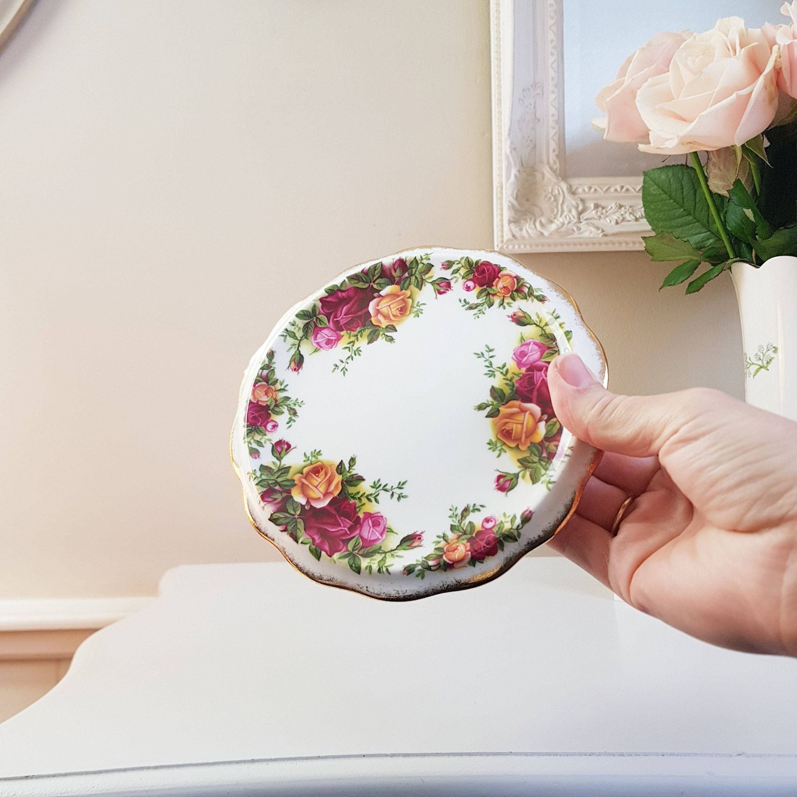 Royal Albert "Old Country Roses" – Bone China Onderzetter Voor De Theepot photo vinterior
