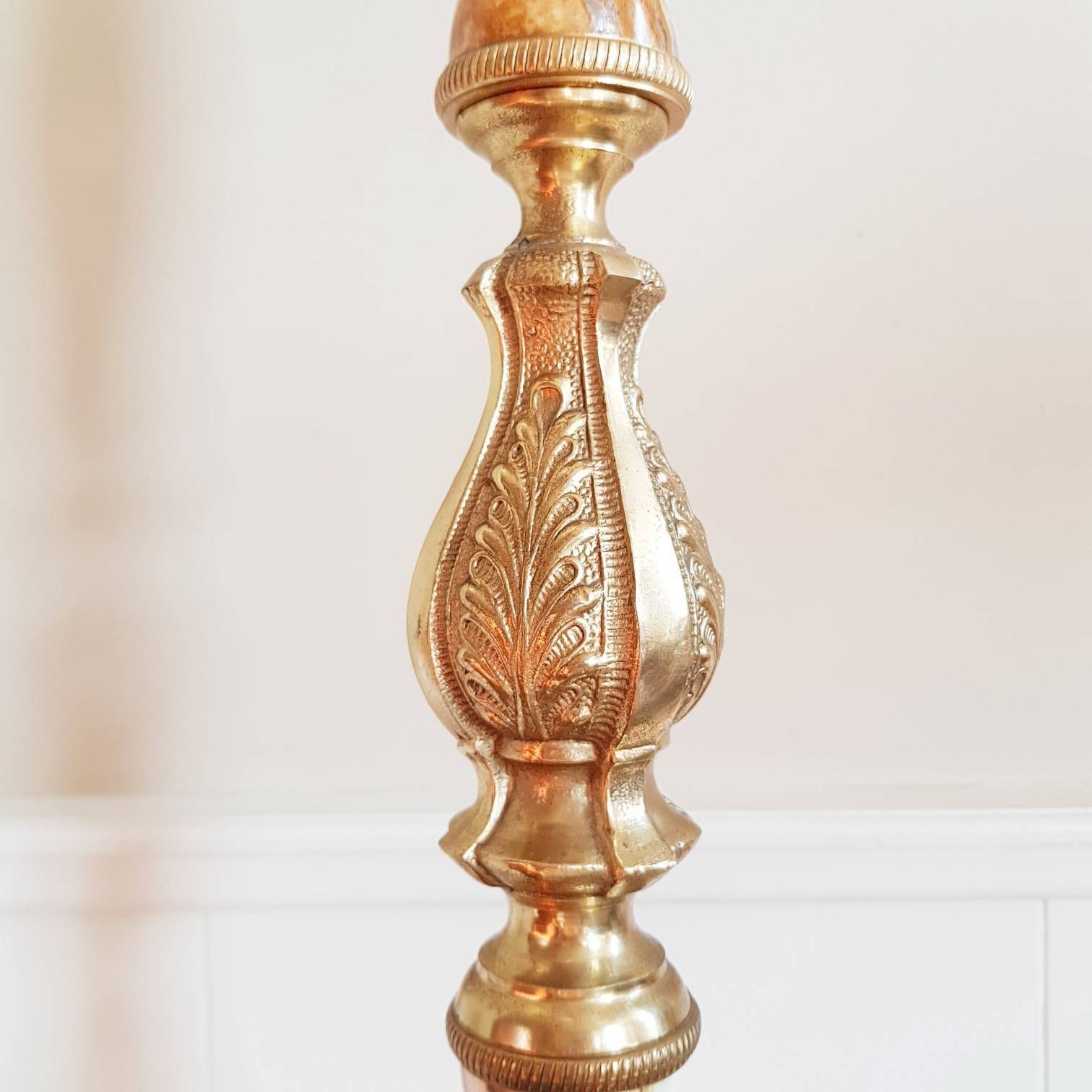 Superb Standing Coat Rack, Marble Coat Stand With 4 Brass Hooks, Italian Hallway Rack, Hollywood Regency Style, Play Video photo vinterior