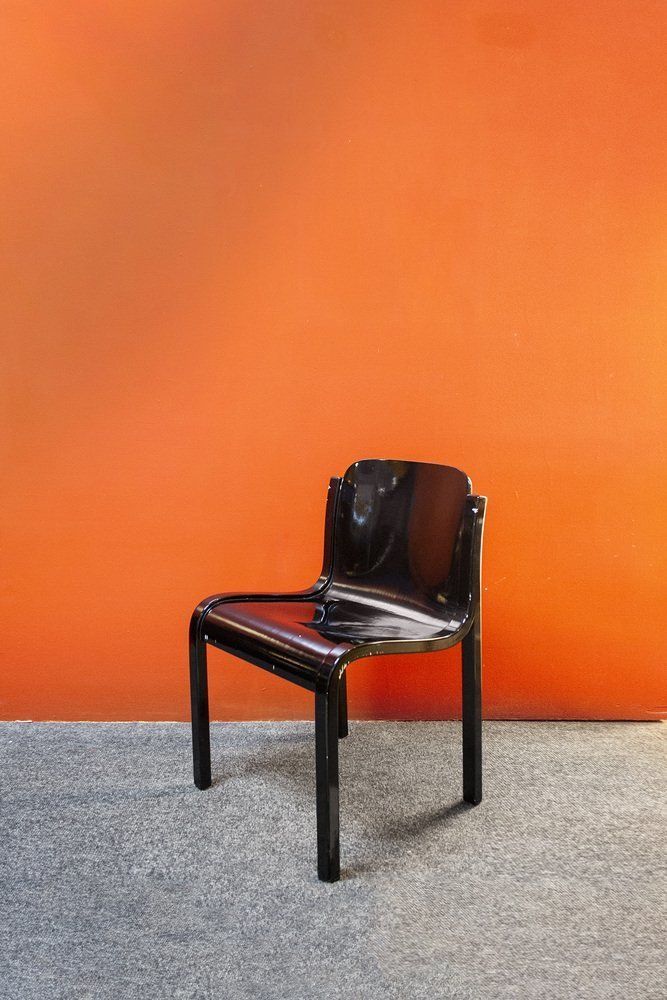 Italian Black Lacquered Wood Chairs, 1970s, Set Of 2 photo furniture