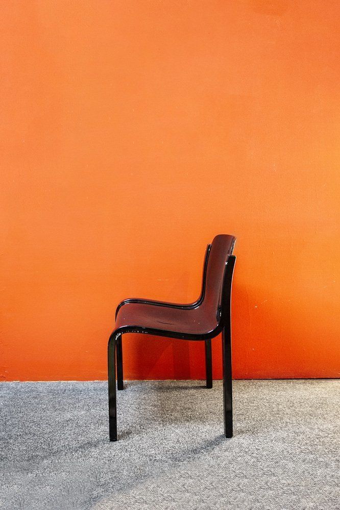 Italian Black Lacquered Wood Chairs, 1970s, Set Of 2 photo Furniture