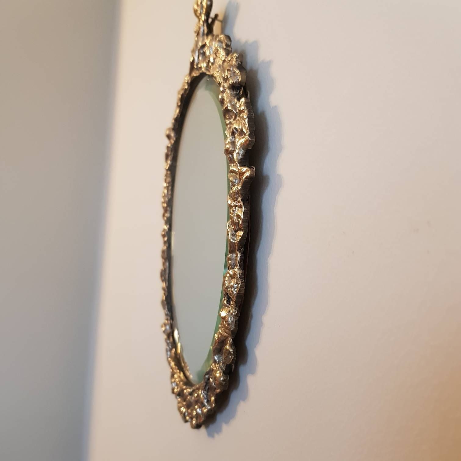 Oude Facetgeslepen Wandspiegel, Lijst In Goudkleurig Brons/Messing photo buy