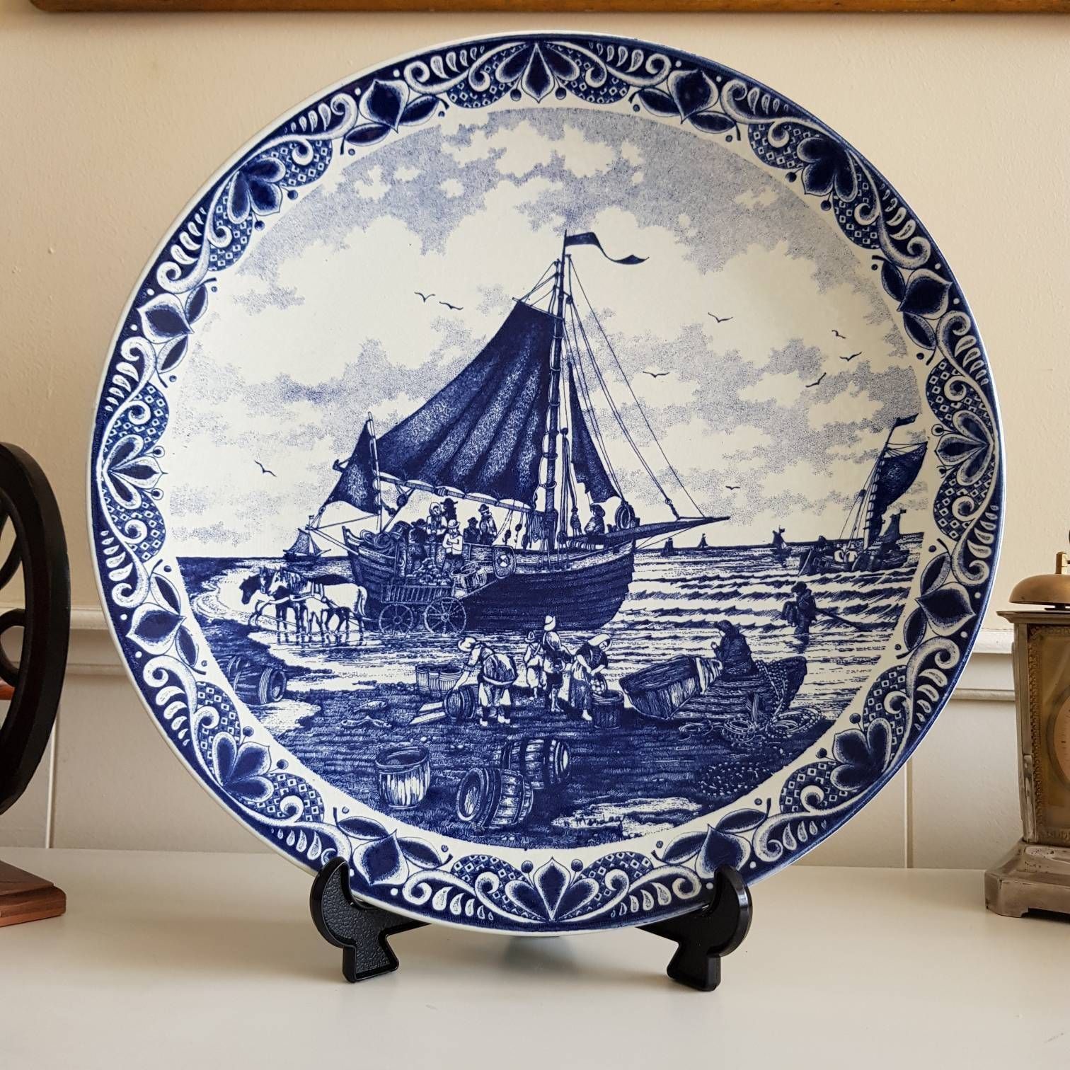 Original Antique Delft Blauw Big Plate, Collectible Plate, Made In Holland, With Certificate photo 510.0