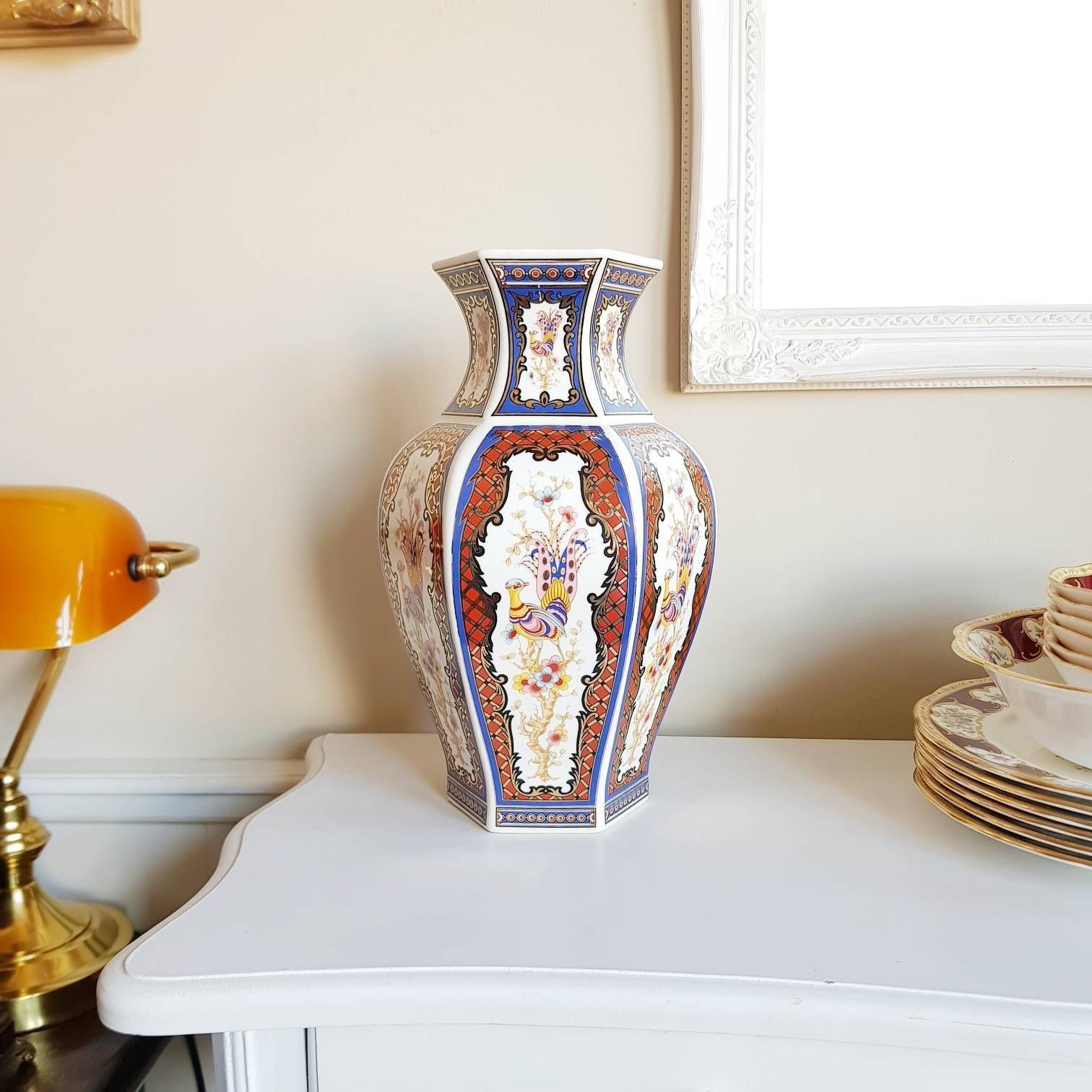 Vintage Large Flower Vase With Peacocks Motifs, Rich Details, Mother Day Gift For Her, Play Video