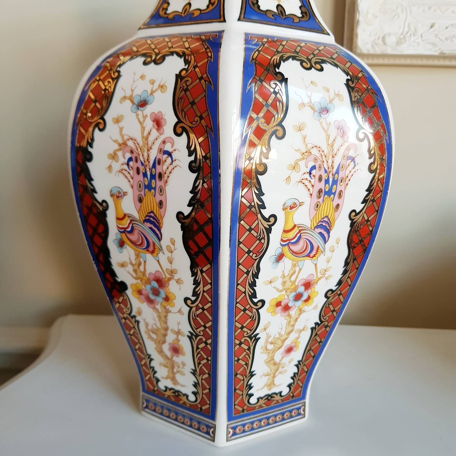 Vintage Large Flower Vase With Peacocks Motifs, Rich Details, Mother Day Gift For Her, Play Video photo for sale