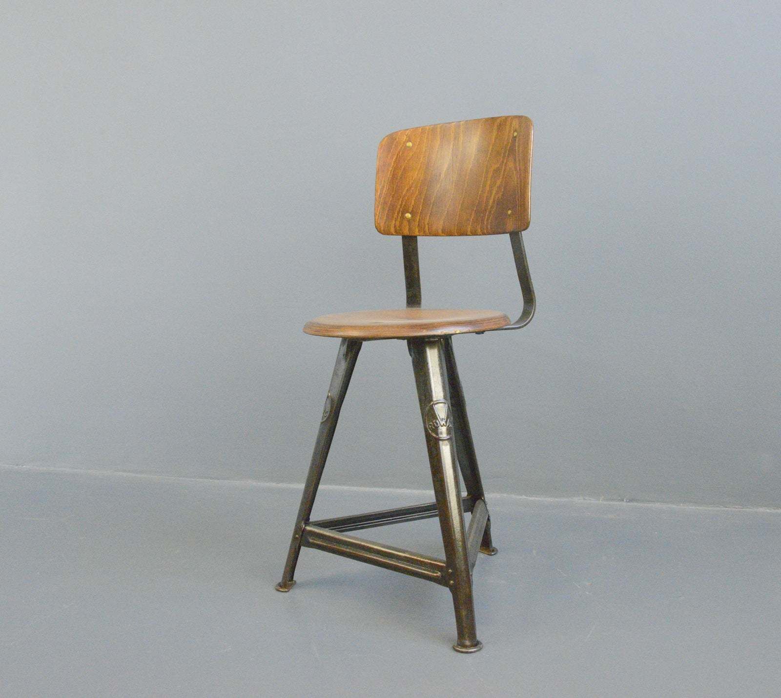 Industrial Factory Chair By Rowac Circa 1920s
