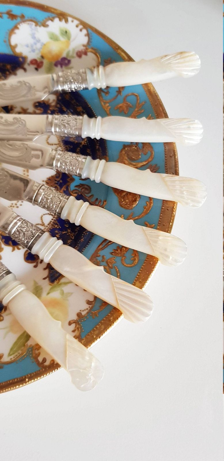 Antique Mother Of Pearl Epns Art Deco Style Set, Fish Cutlery. Knife And Fork Fish Cutlery photo for sale
