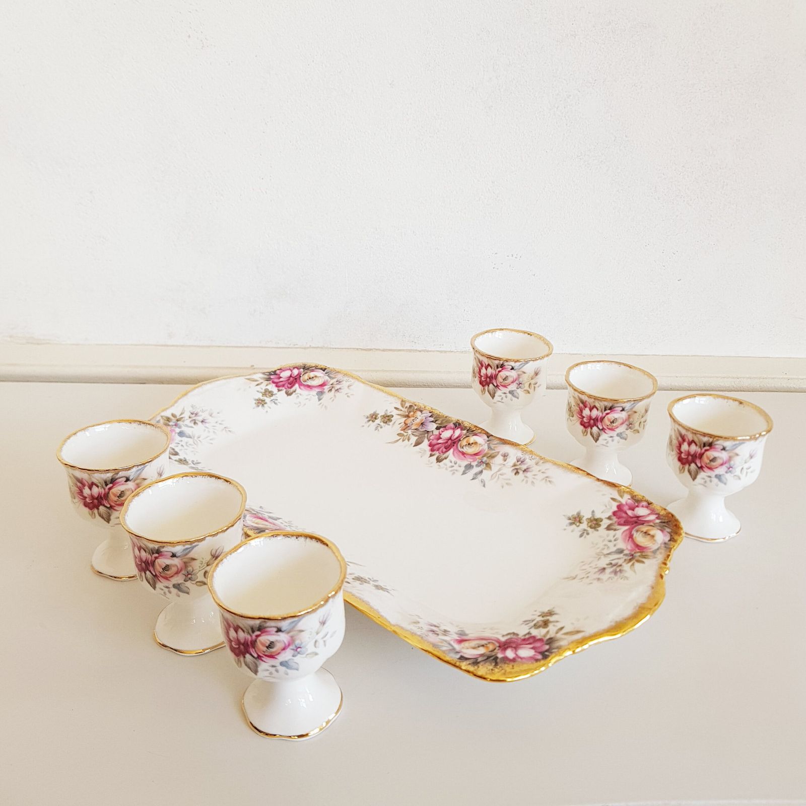 Vintage Queen Anne Eierdopjes Met Onderbord, Made In England photo Woonaccessoires