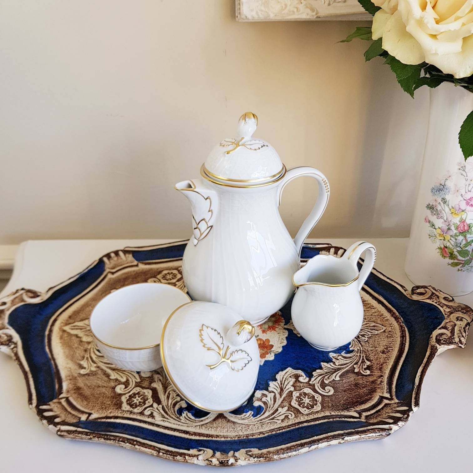 Vintage Dresden Set, Made In Germany, Thee /Koffieservies, Tafelservies, Cadeau Idee photo for sale