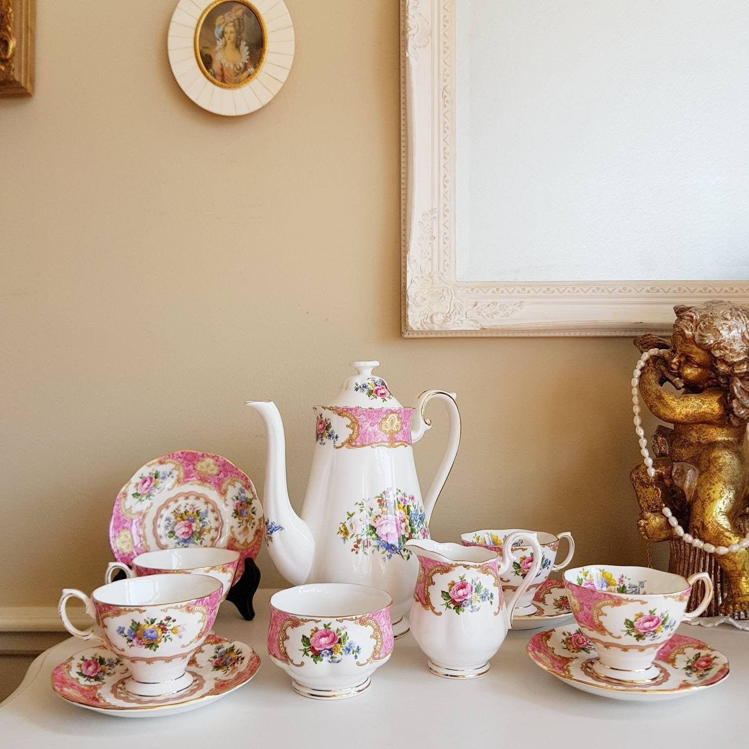 Original Royal Albert “Lady Carlyle”, Coffee Set/Tea Set For 6, Made In England