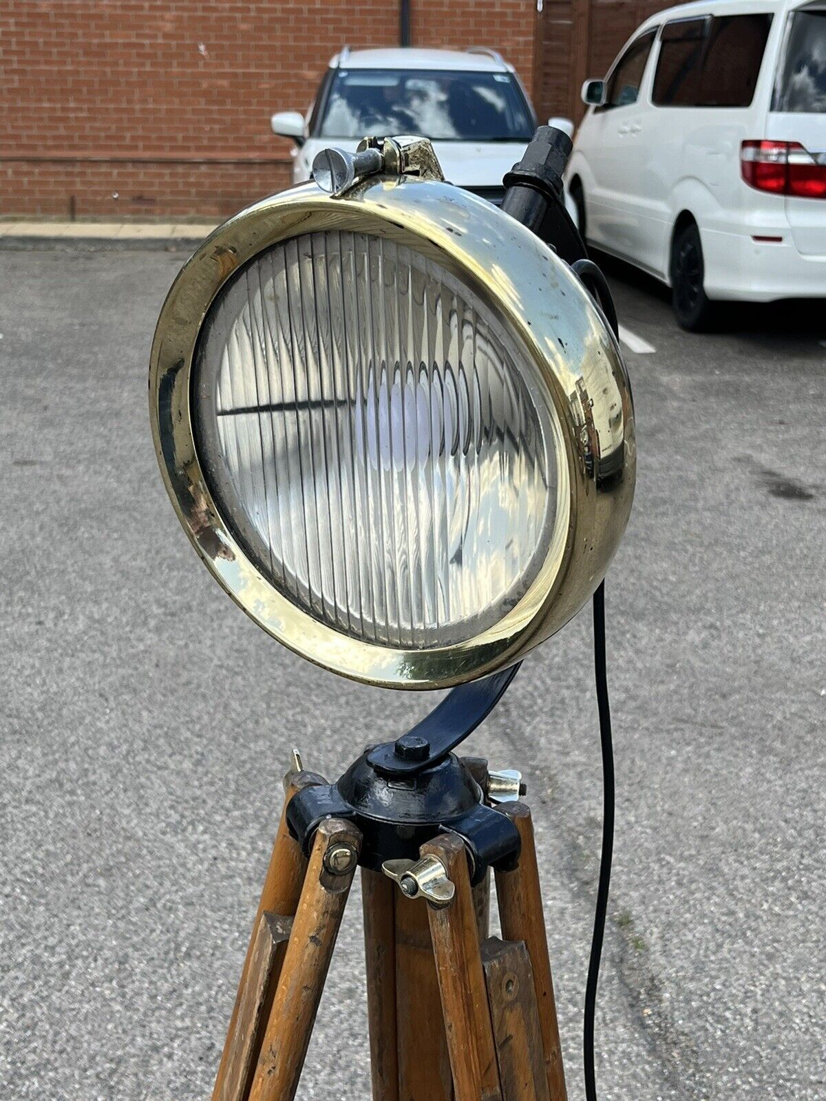 Industrial 1920’s Tripod Light The Light Being From A 1920’s Old Car photo furniture