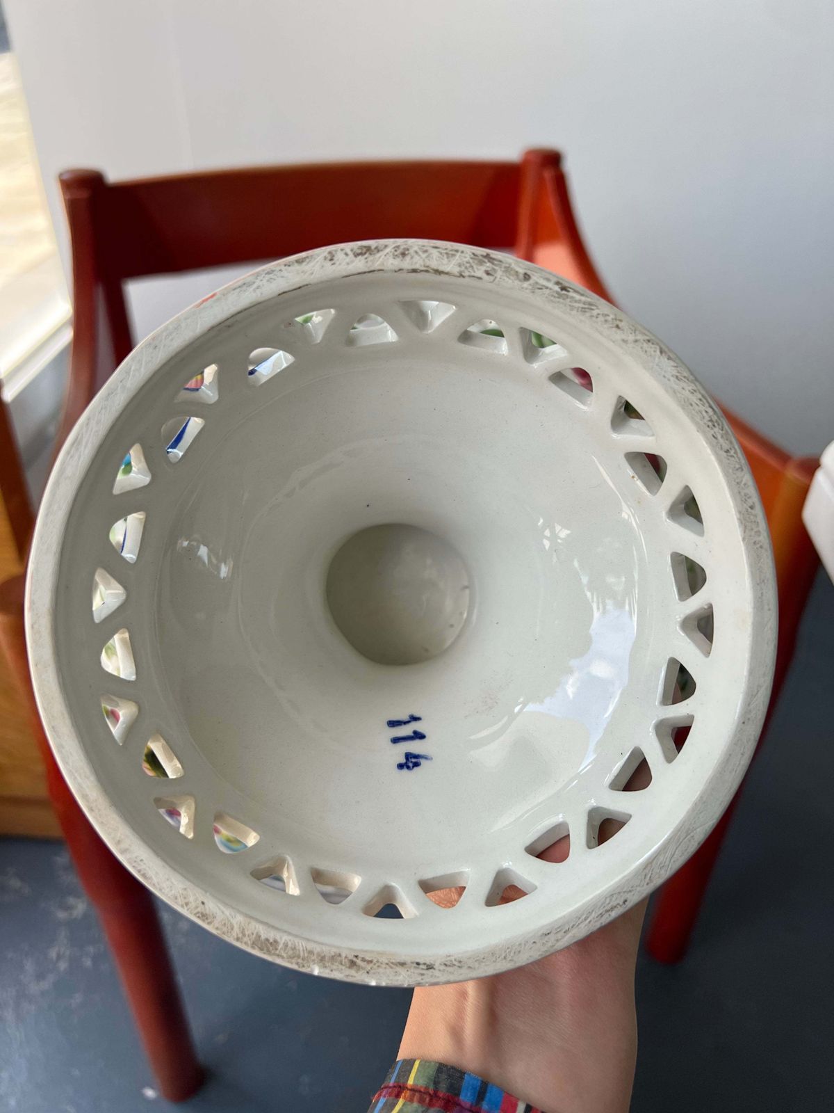 Hand Painted Portuguese Pedestal Fruit Bowl photo furniture