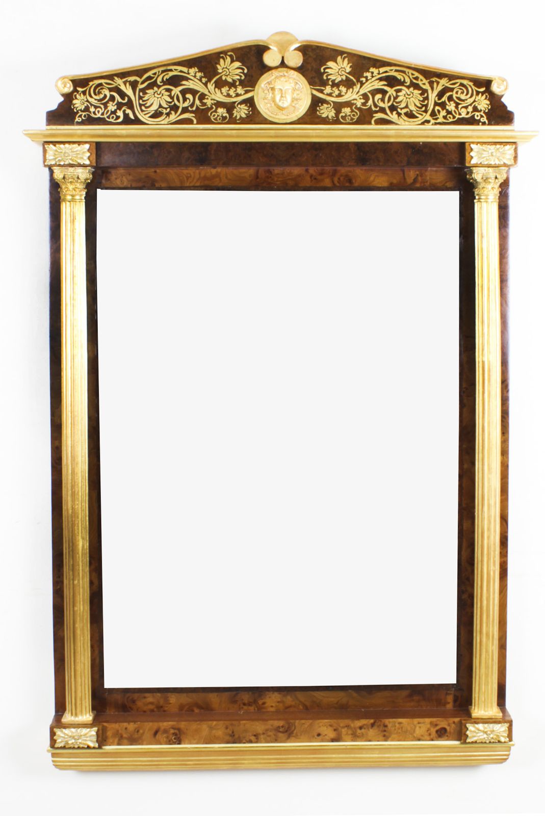 Home Decor Antique French Burr Walnut Parcel Gilt Mirror 19th C 144x89cm photo