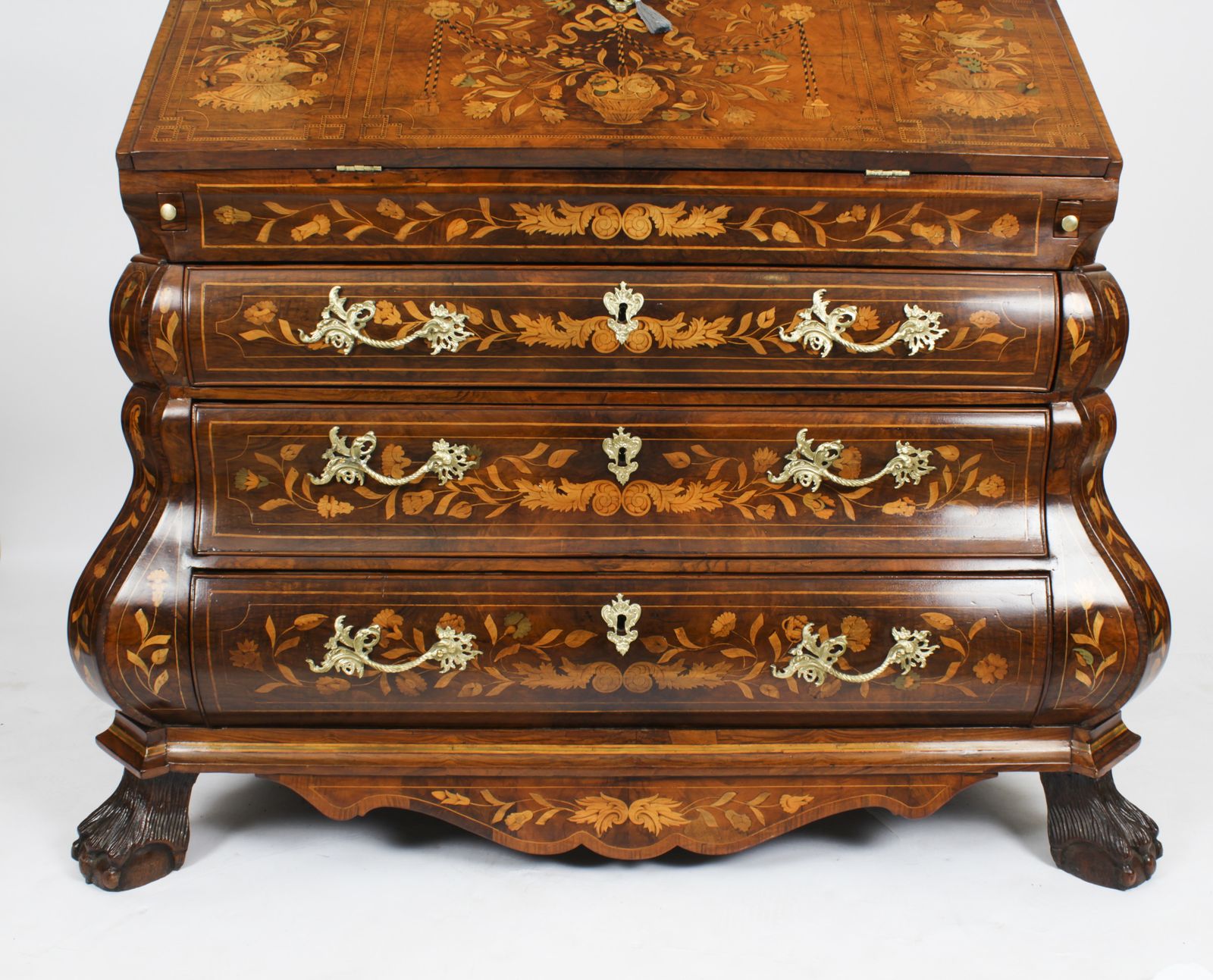 Antique Walnut Dutch Marquetry Bureau Cabinet.1780 18th C photo Furniture