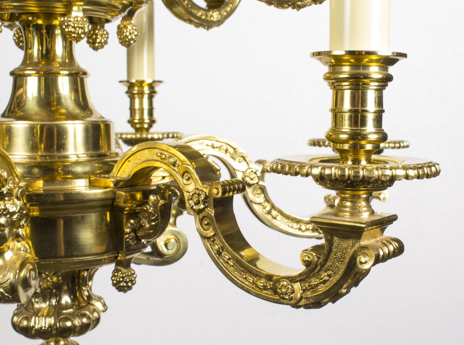 Lighting Antique French Louis XIV Style Twelve Branch Ormolu Chandelier C1900 photo