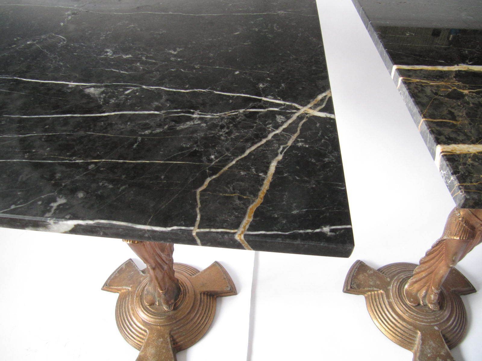 Art Deco C1920s Cast Iron & Marble French Cafe Bar Or Side Tables (We Have Several In Stock) photo vinterior