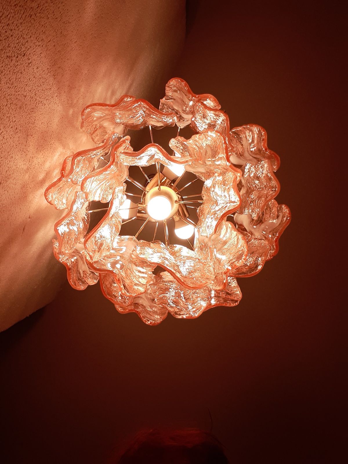 Pink “Fiamma” Murano Glass Chandelier photo vinterior