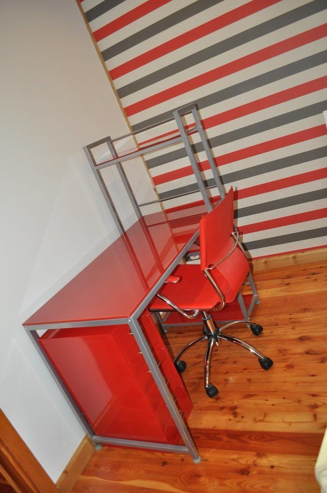 Bauhaus Red Desk, Chair & Metal Cabinet, Set Of 3 photo buy