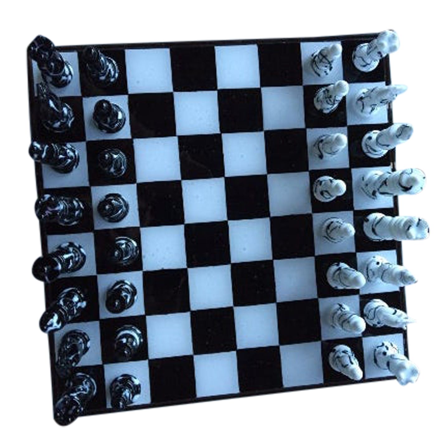 Italian Murano Glass White And Black Chess Set photo furniture
