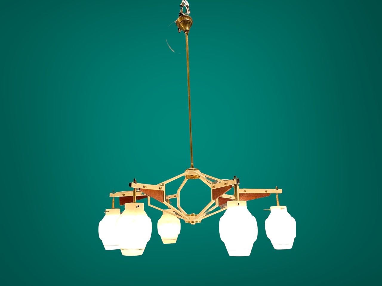 Italian Architectural Stilnovo Chandelier 1950’s photo 990.0
