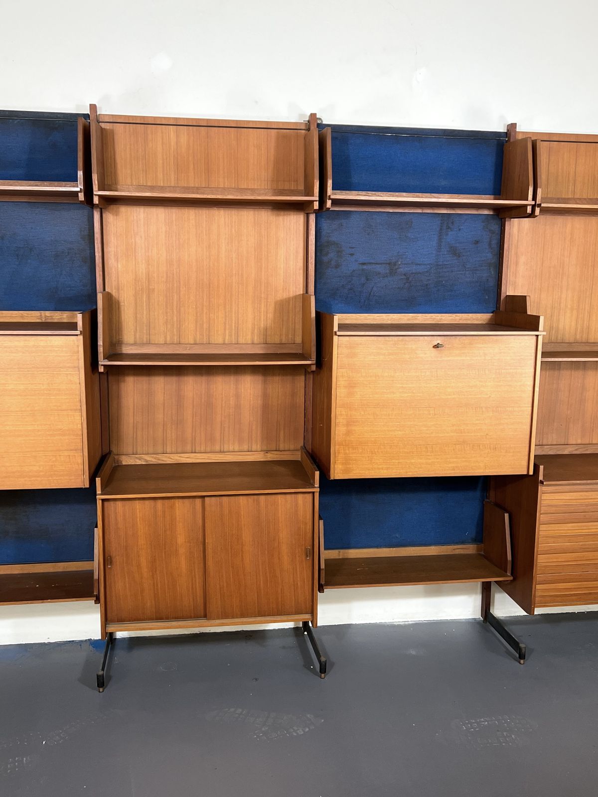 Mid Century Modern Modular Wood Bookcase From 50s photo vintage