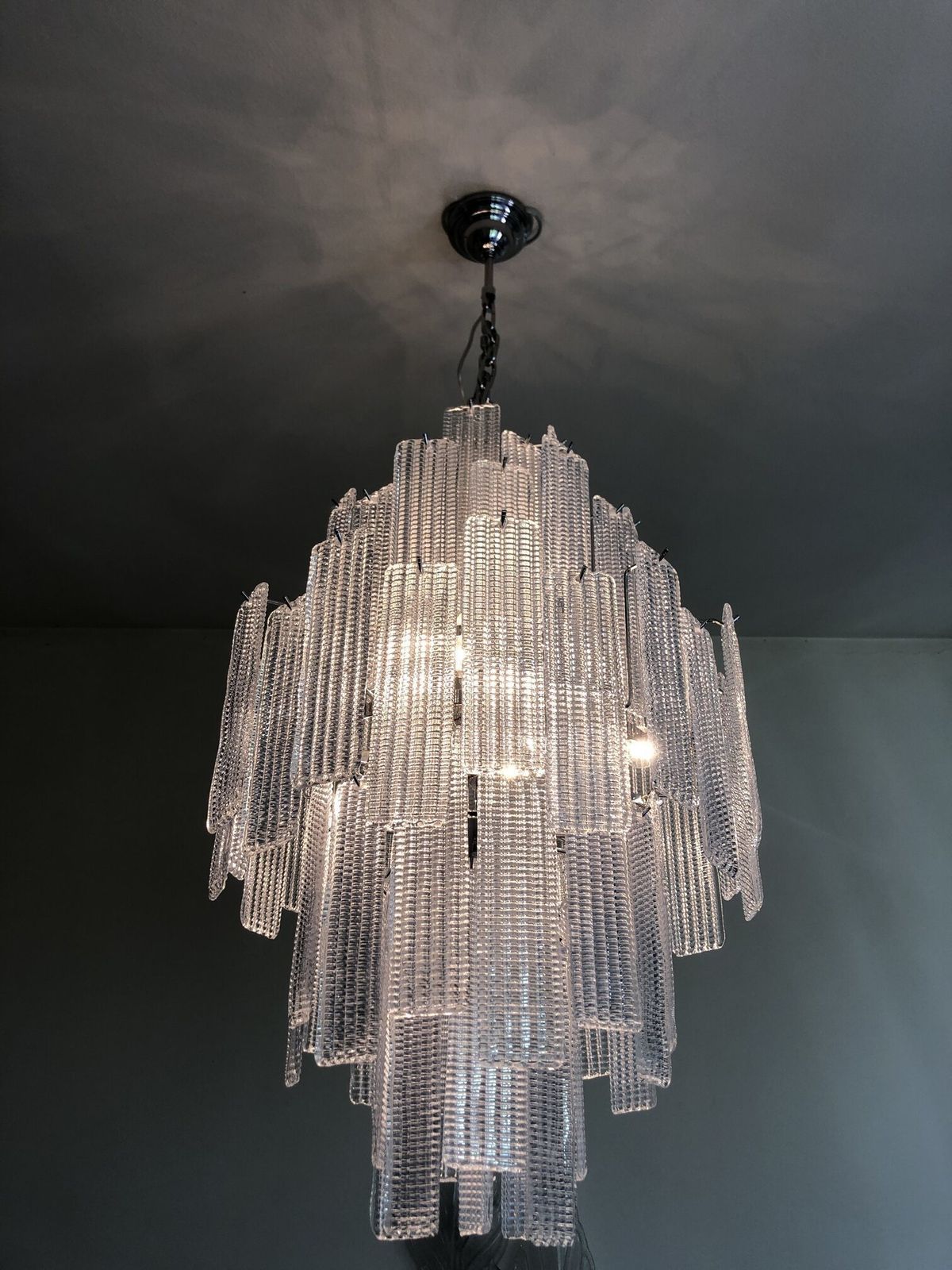 7688.0 Huge Modern Transparent Striped Listelli Murano Glass Chandelier photo