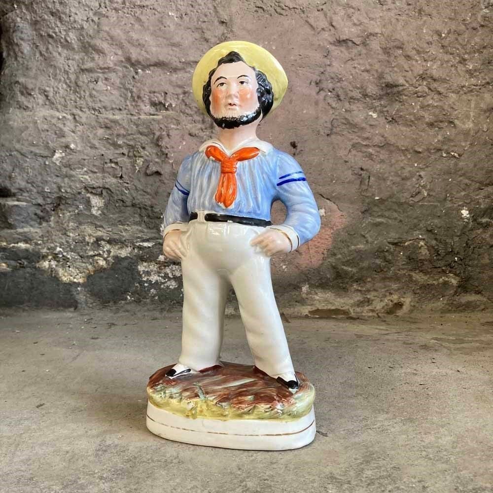 Antique Staffordshire Pottery   'Jack Tar' Sailor photo furniture