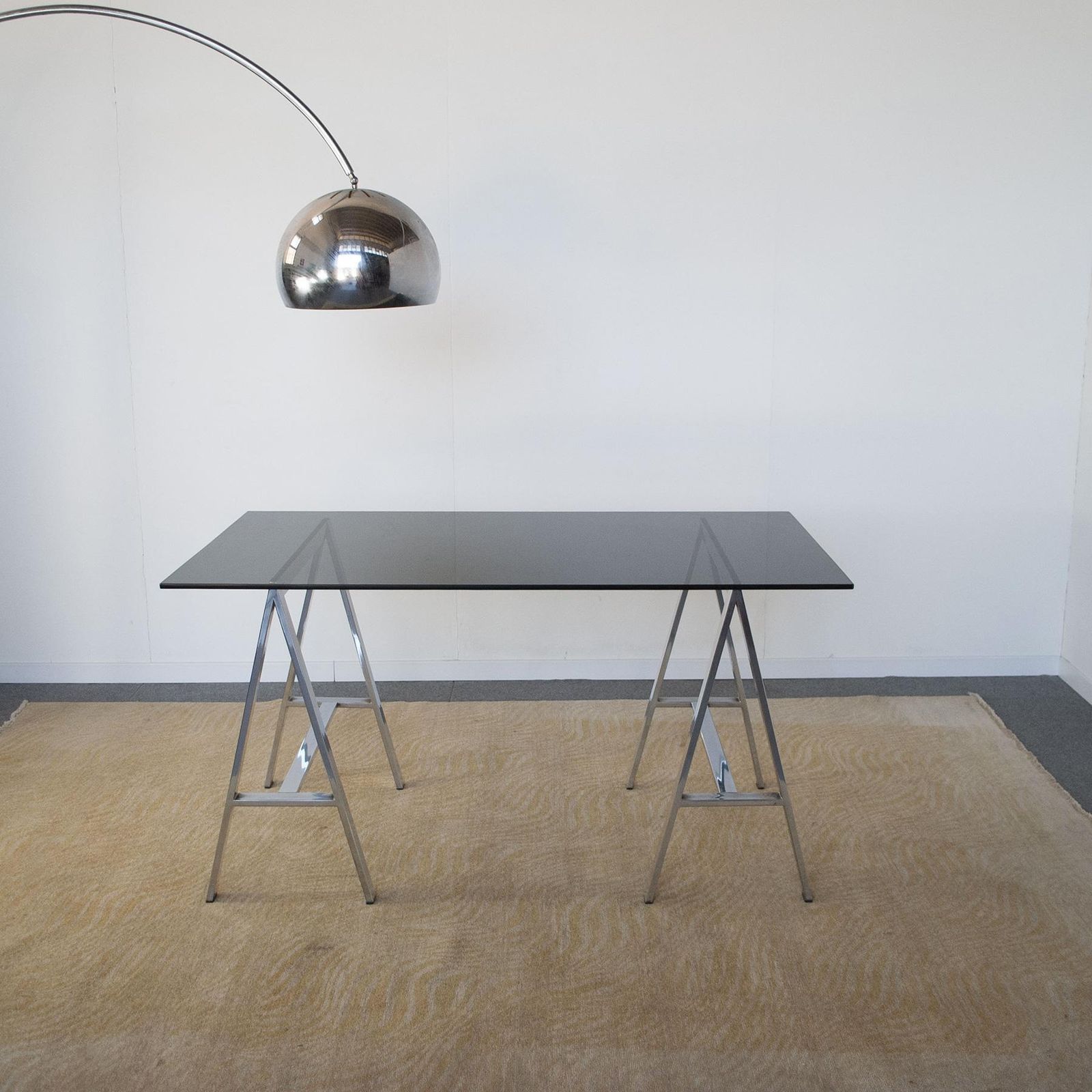 Italian Midcentury Desk With Glass Top From The 70s photo 1949.28