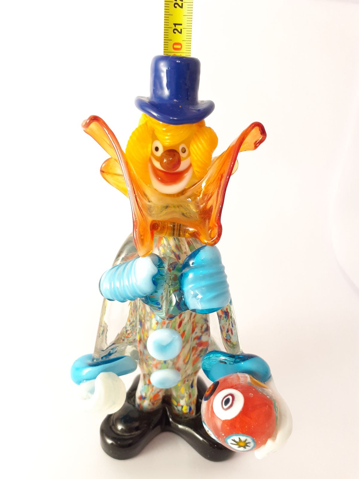 photo for sale Juggling Clown With Blue Hat And Red Ball In Murano Glass