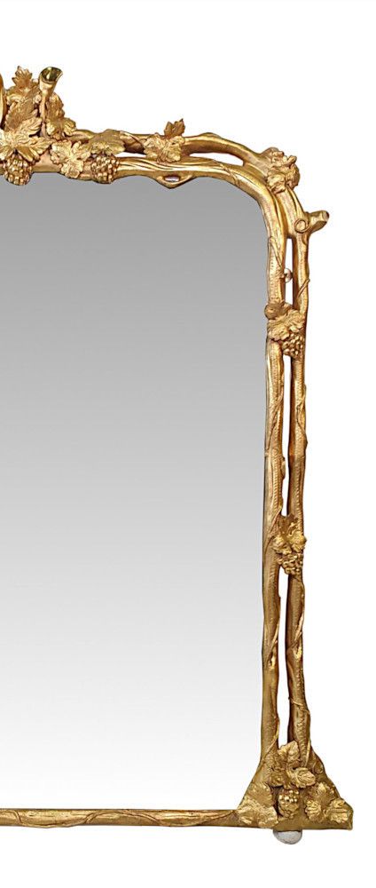 A Rare And Unusual 19th Century Giltwood Overmantle Mirror photo for sale