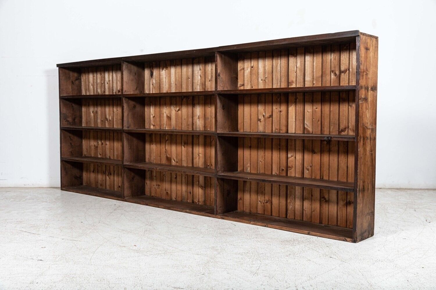 Monumental English 19thc Ironmongers Pine Bookcase Cabinet photo Furniture