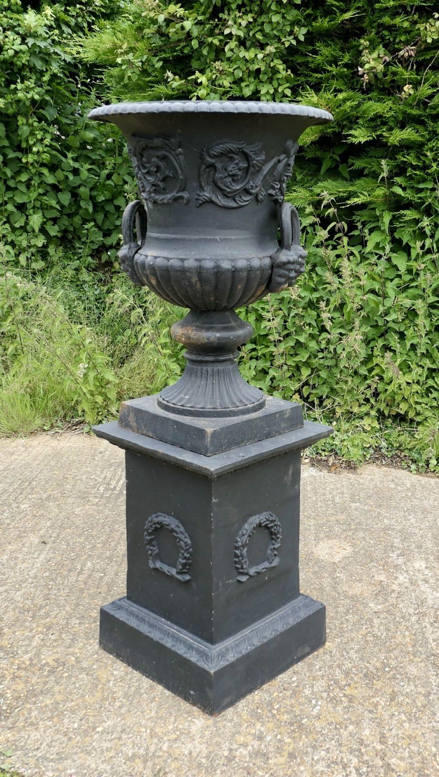 Large Cast Iron Urn, Garden Planter photo vintage