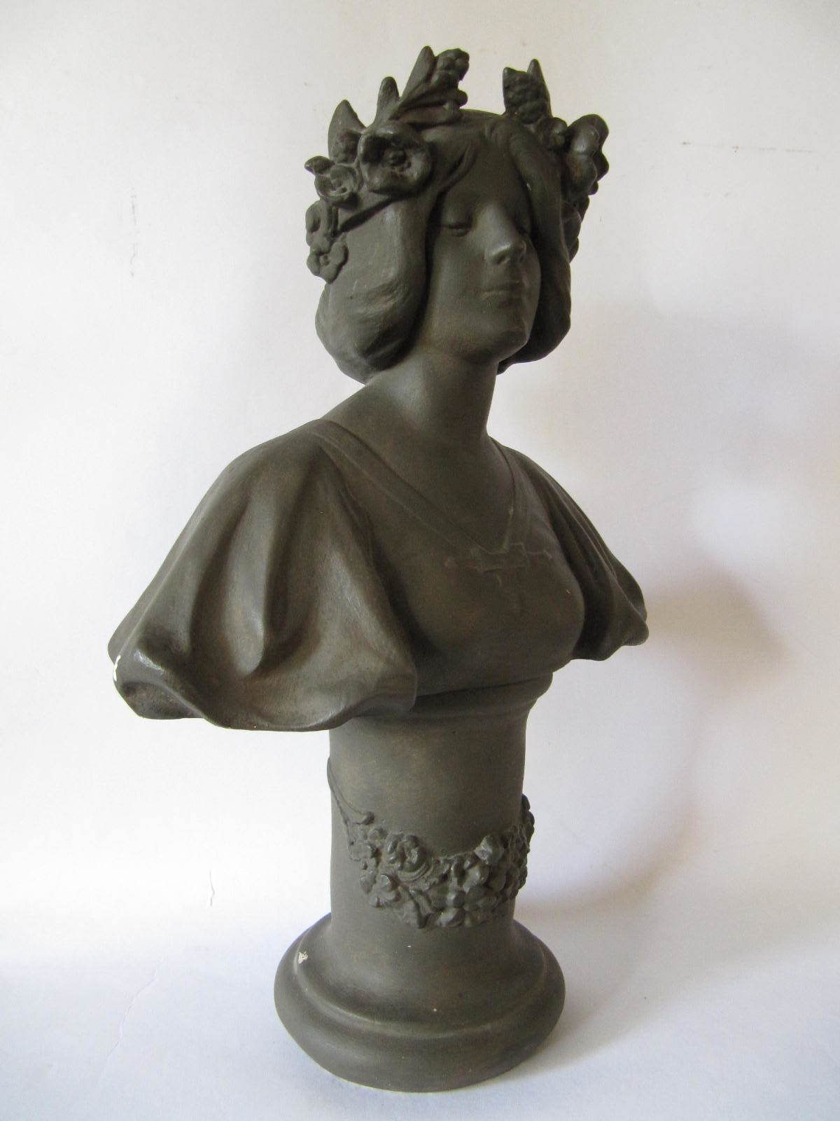 Art Nouveau Bust Of Woman With Headdress photo vintage