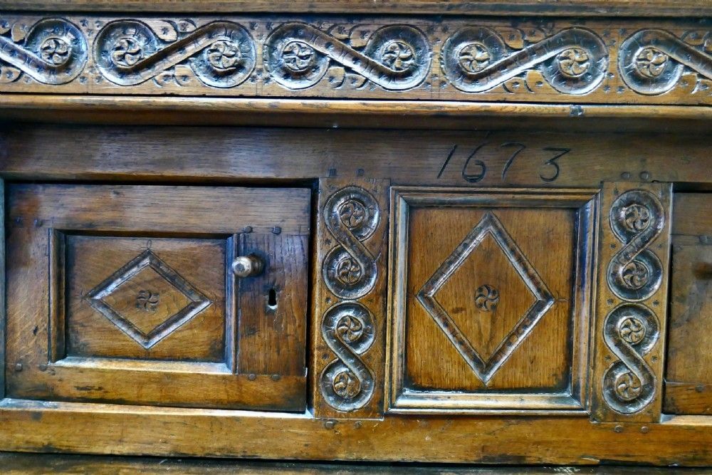 17th Century Carved Oak Court Cupboard, Livery Cupboard photo vintage