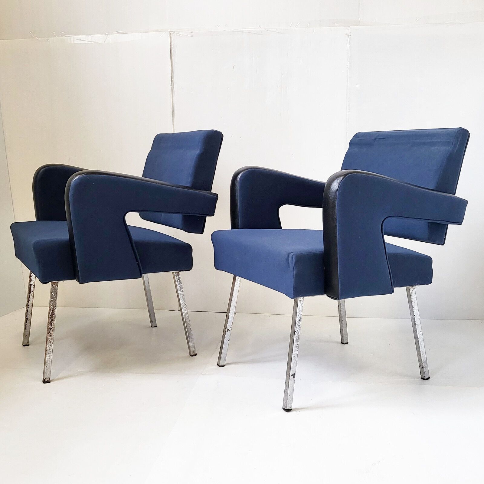 Pair Of "President" Armchairs By Jacques Adnet 1950 Vintage 50s 1950s