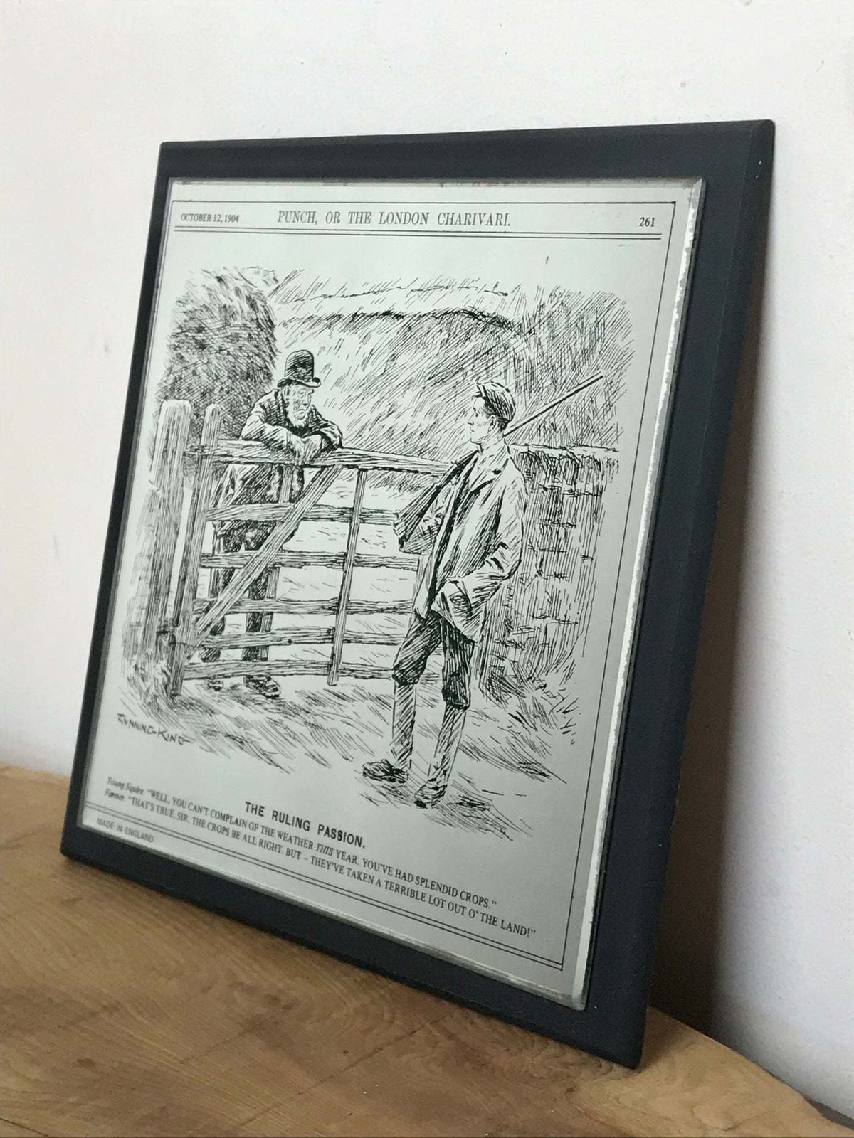 Vintage Punch Magazine London Humorous Mirror Plaque Collectible Edwardian Advertising Piece