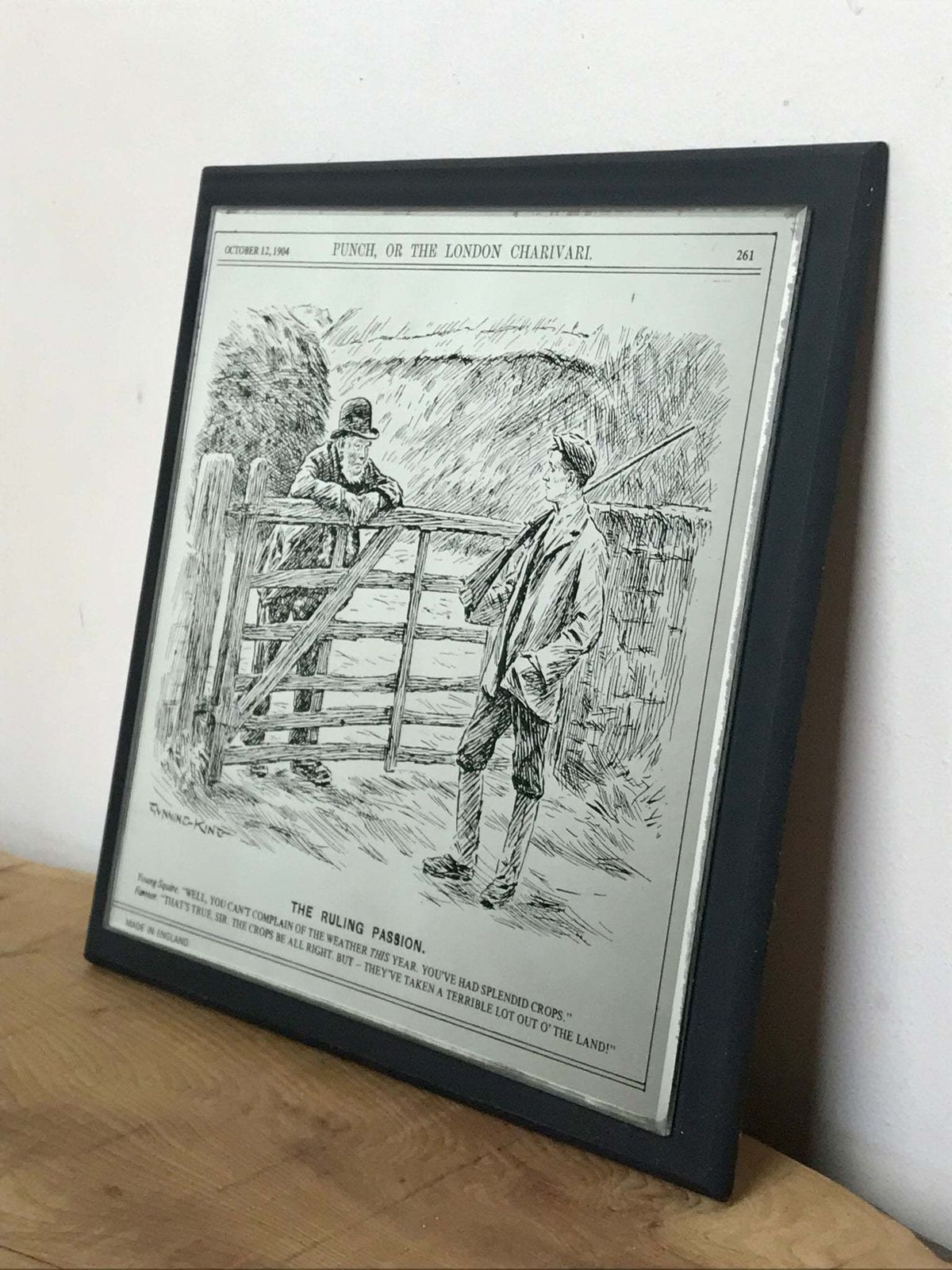 Vintage Punch Magazine London Humorous Mirror Plaque Collectible Edwardian Advertising Piece photo Art