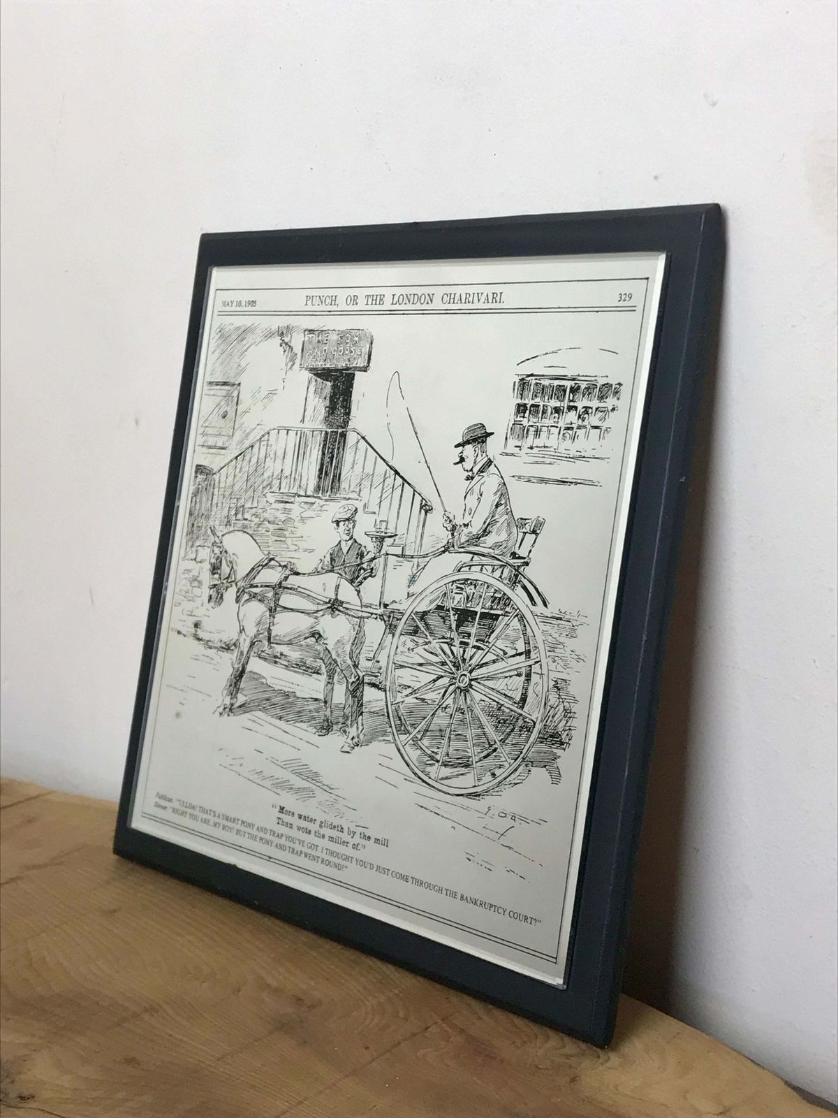 Vintage Punch Magazine London Humorous Mirror Plaque Collectible Edwardian Advertising Piece