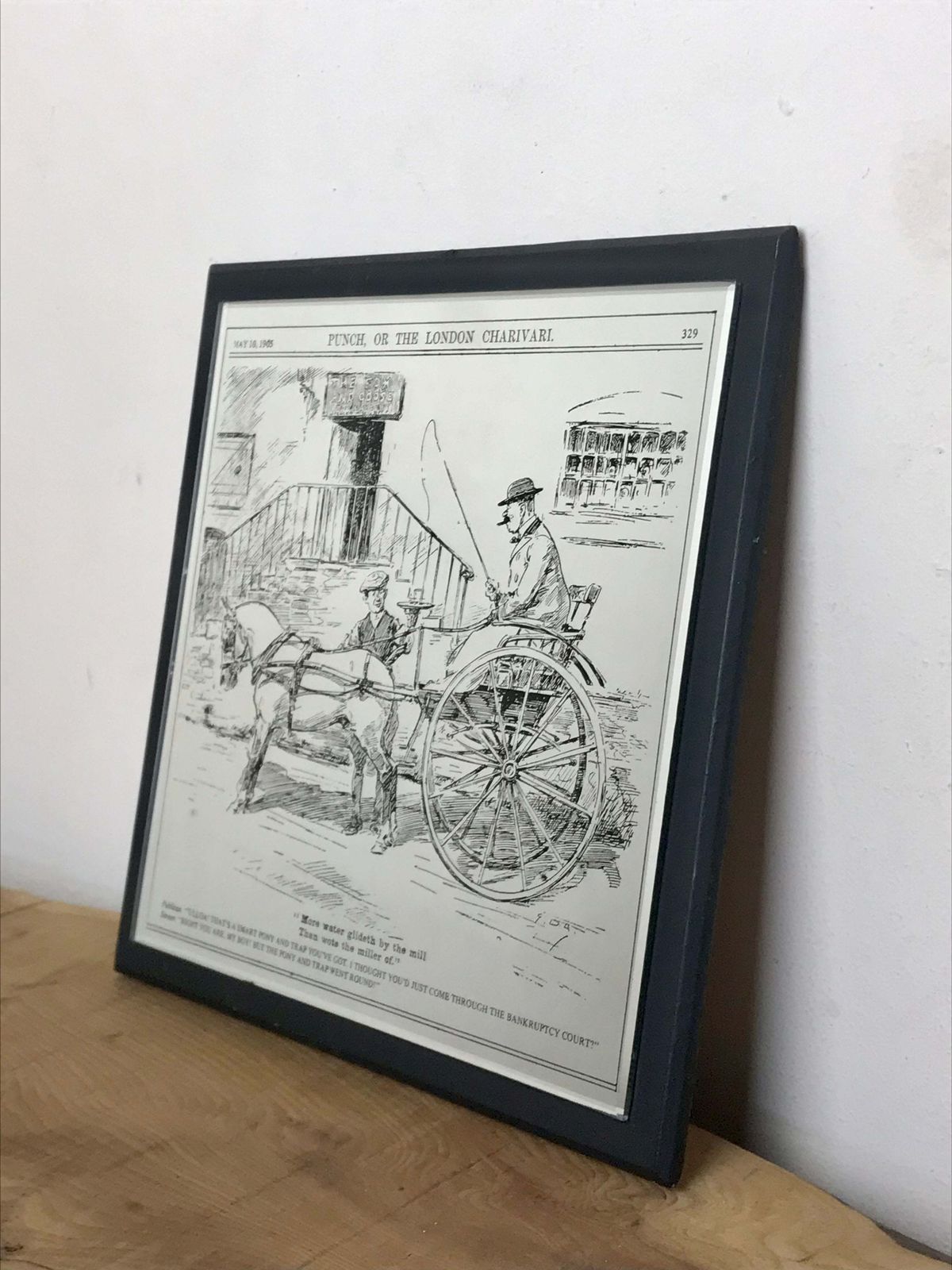 Vintage Punch Magazine London Humorous Mirror Plaque Collectible Edwardian Advertising Piece photo 85.0