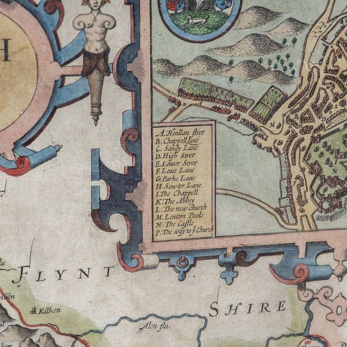 17th Century John Speed Map Of Denbighshire, C.1610 photo Art