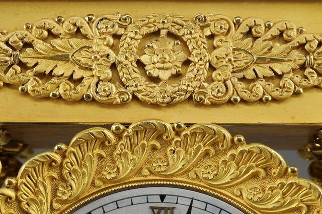 photo furniture Large Gilt Bronze Portico Clock, Restoration Period