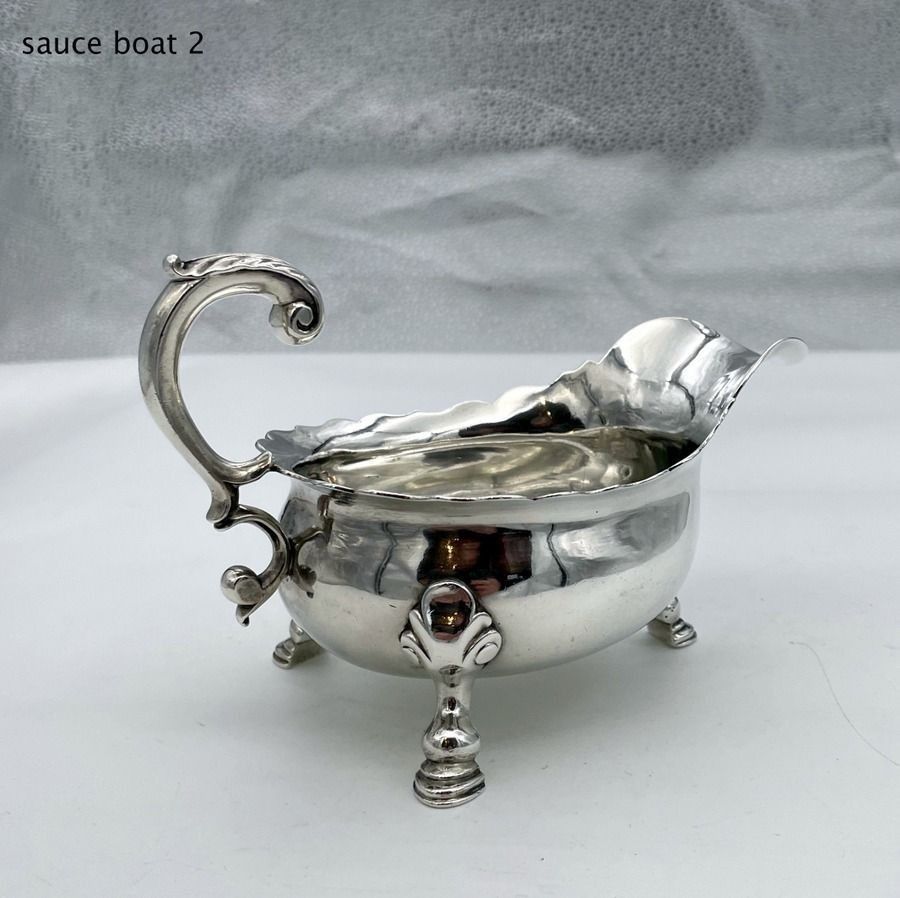 photo for sale Mid 18th Century Antique George II Pair Silver Sauceboats London 1745 Henry Brind